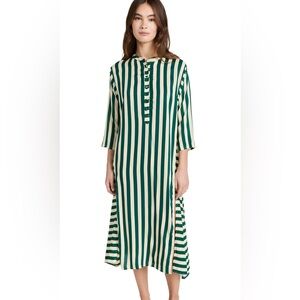 Natalie Martin Collection Isobel Dress green and ivory striped